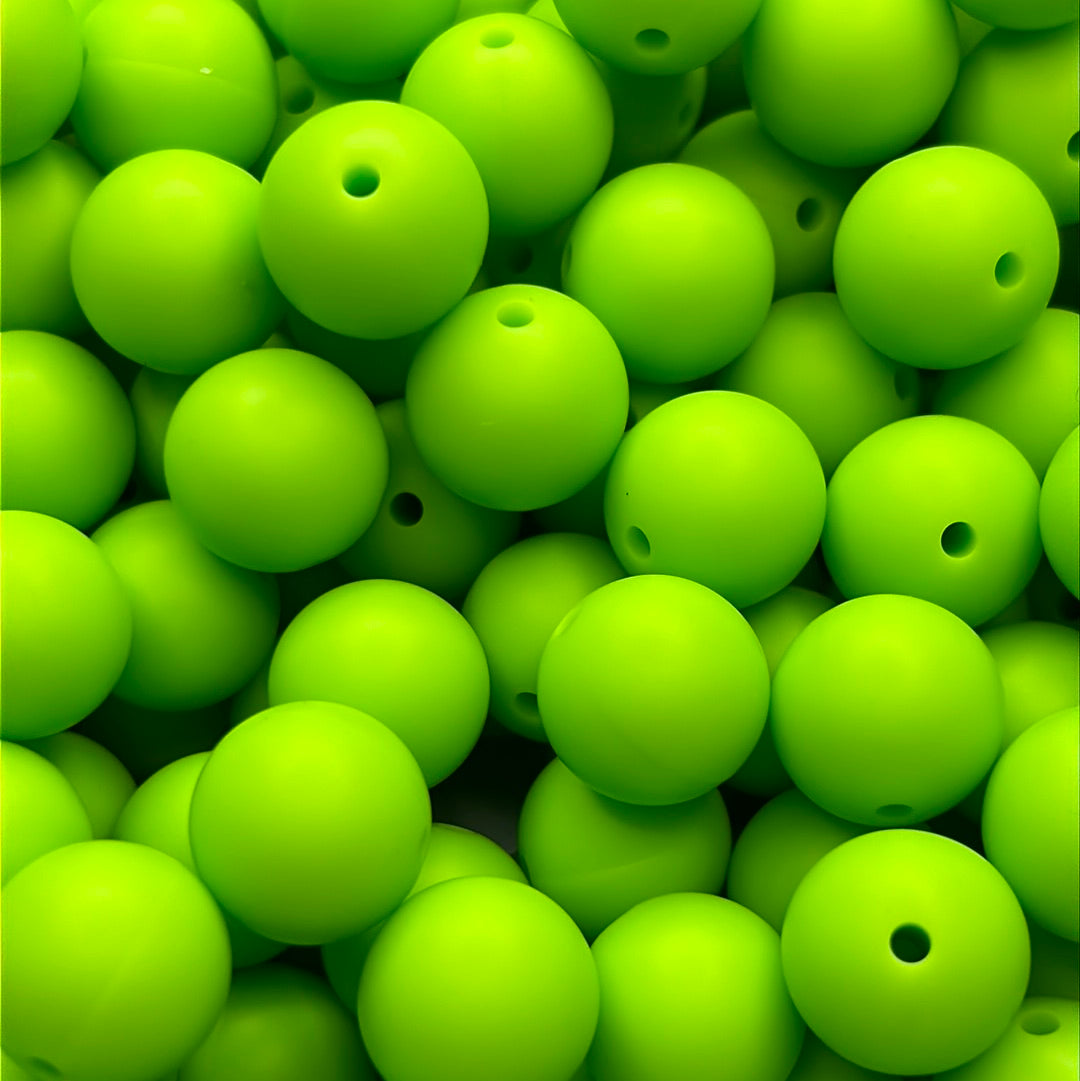 Lime Green 15mm Solid Color Silicone Bead