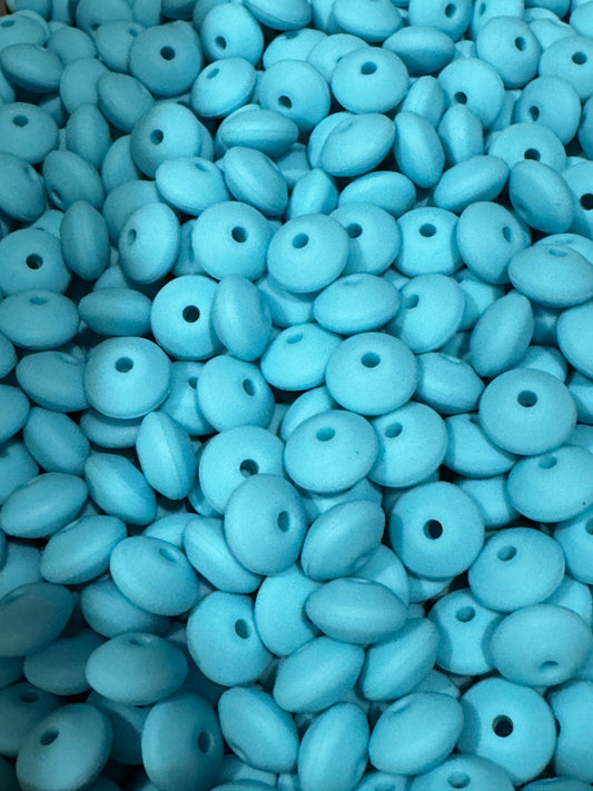 Electric Blue Custom 12mm Solid Color Lentil Bead