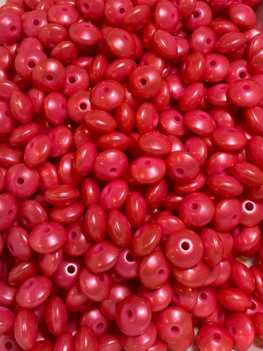 Pink 12mm Metallic Lentil Bead