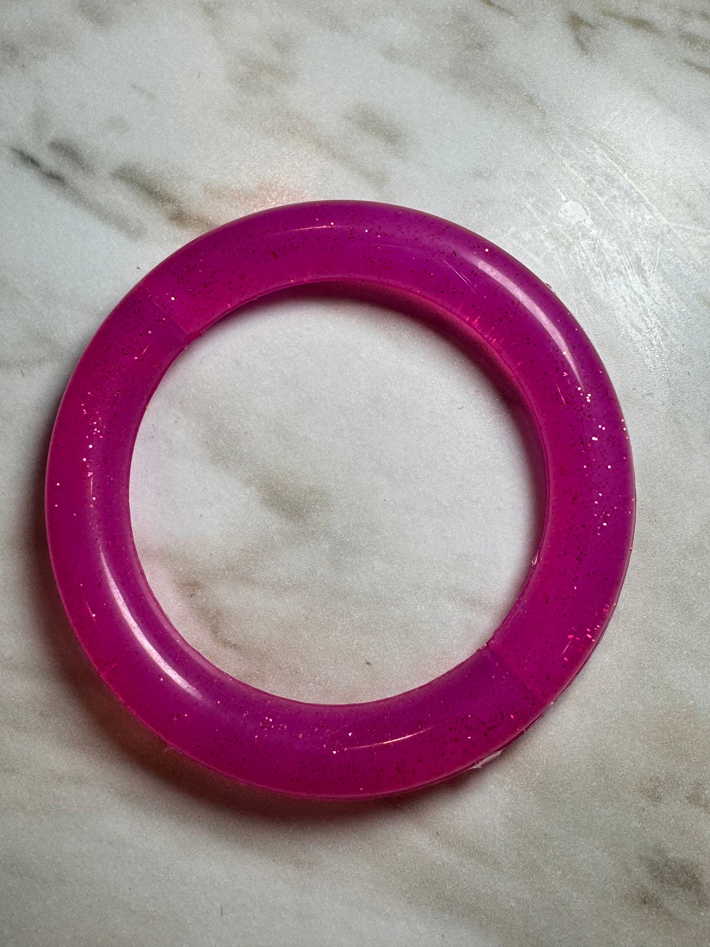 Neon Pink Jelly 65mm Glitter Silicone Ring