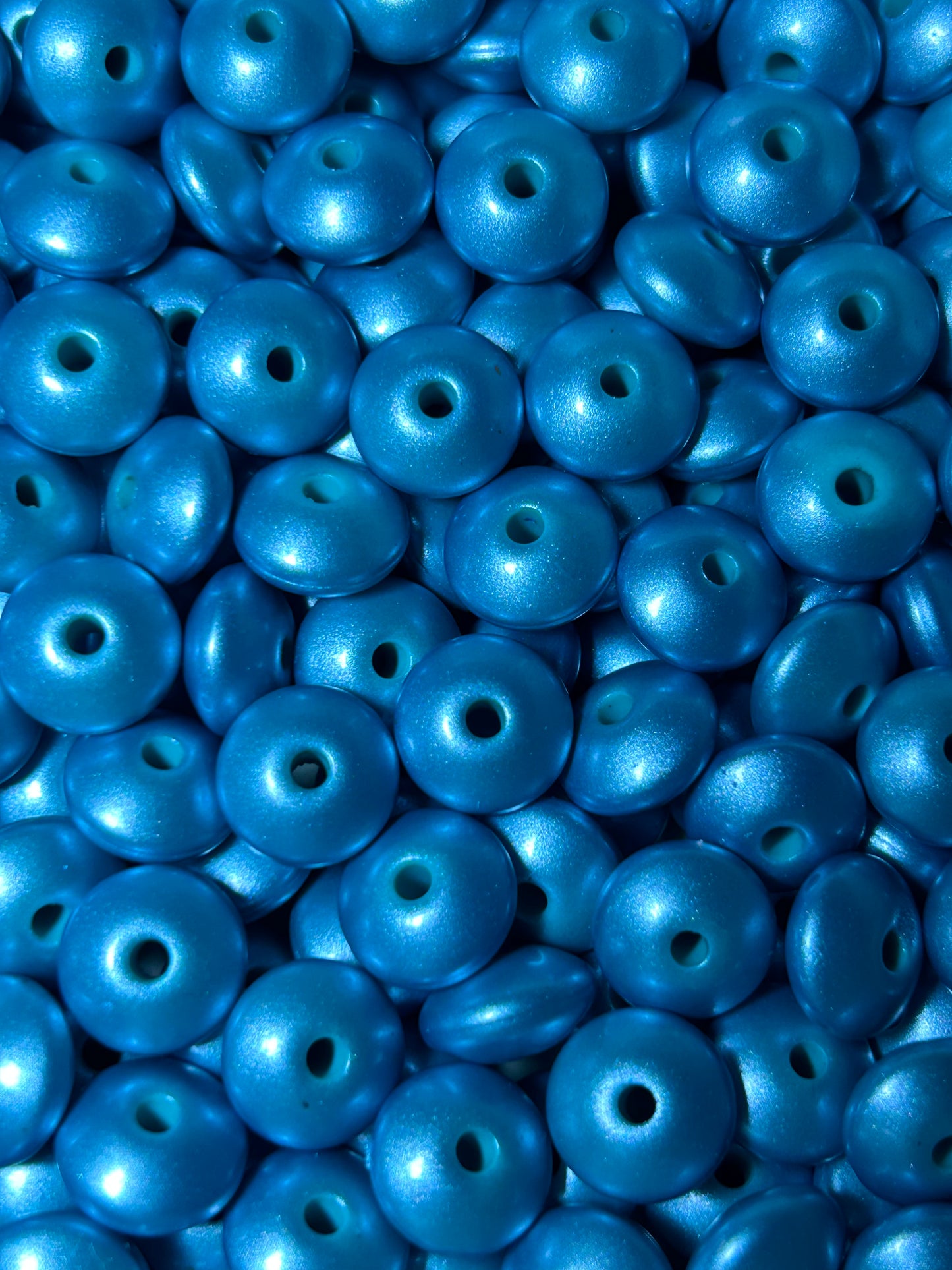 Turquoise 12mm Metallic Lentil Bead