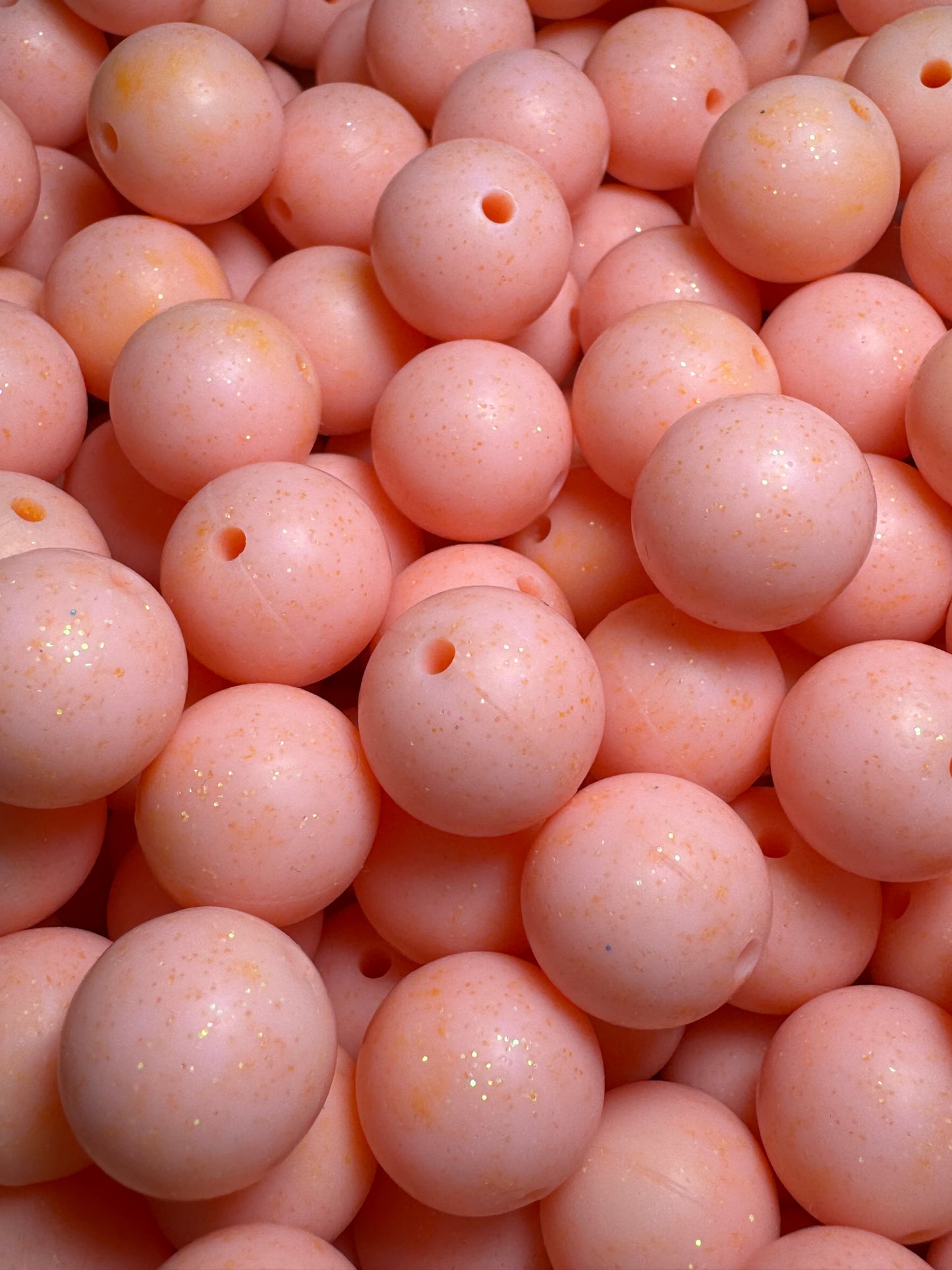 Peach Swirl 15mm Glitter Silicone Bead