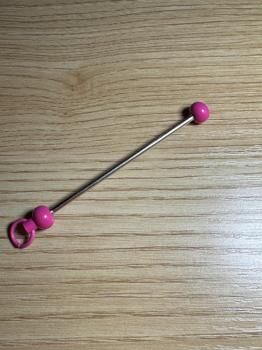 Pink Flat Bottom Keychain Beadable Bar