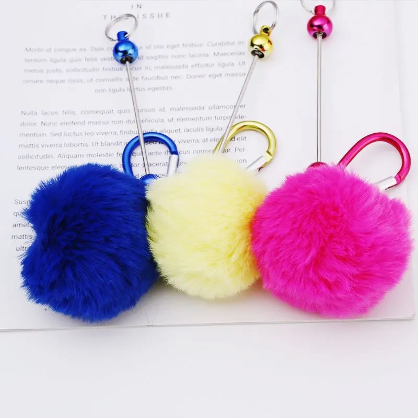 Poofy Carabiner Beadable Keychain