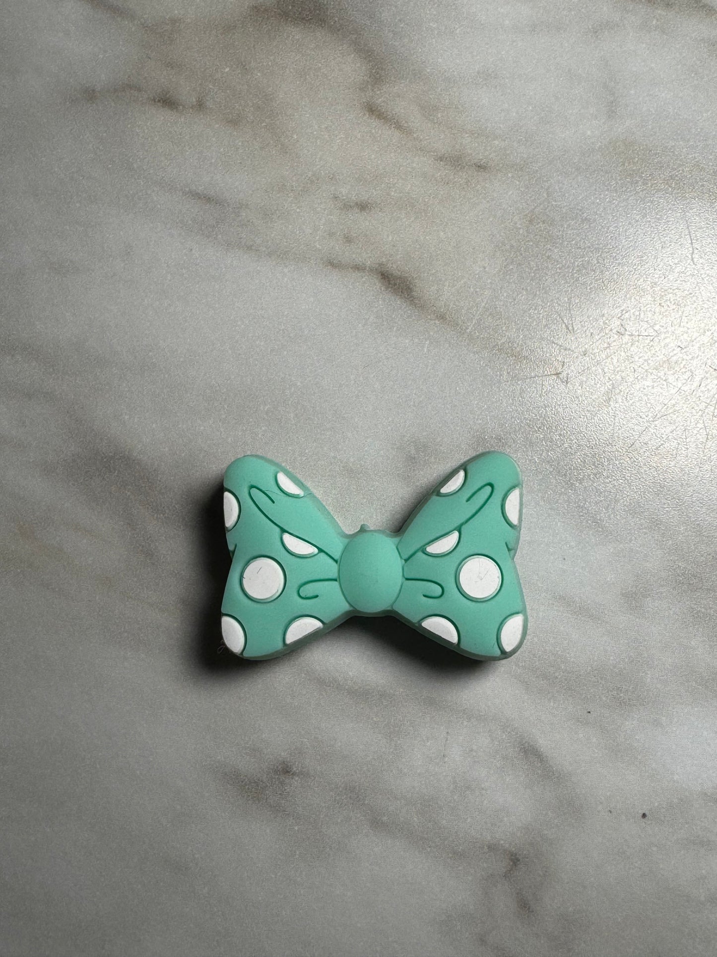 Mint PolkaDot Bow Silicone Focal