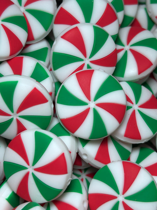 Red and Green Peppermint Silicone Focal