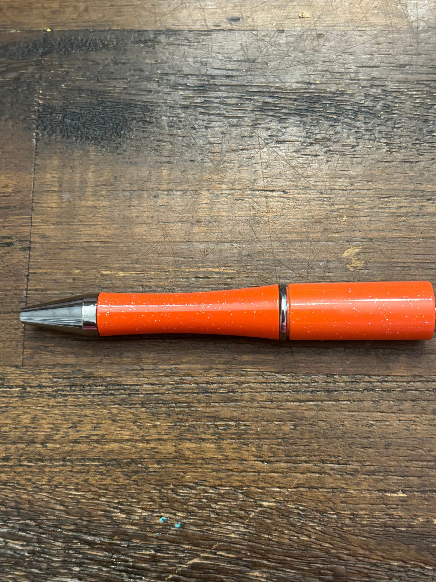 Orange Glitter Plastic Beadable Pens