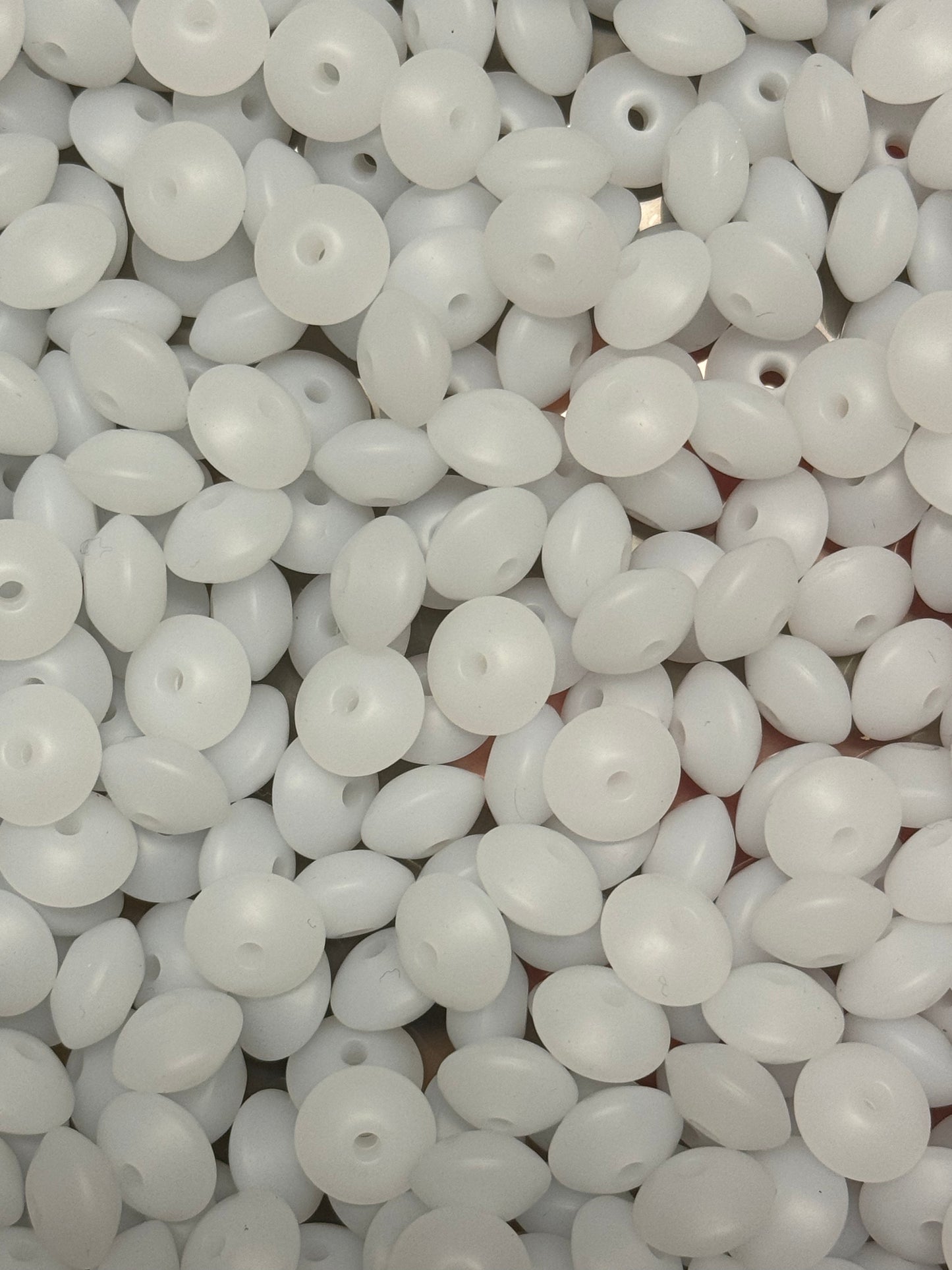 White 12mm Glow in the Dark Neon Lentil Bead