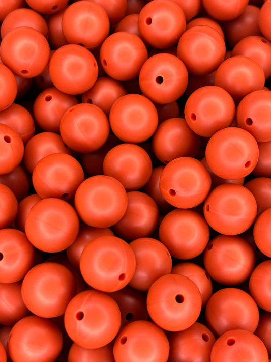 Firecracker Red 15mm Solid Color Silicone Bead