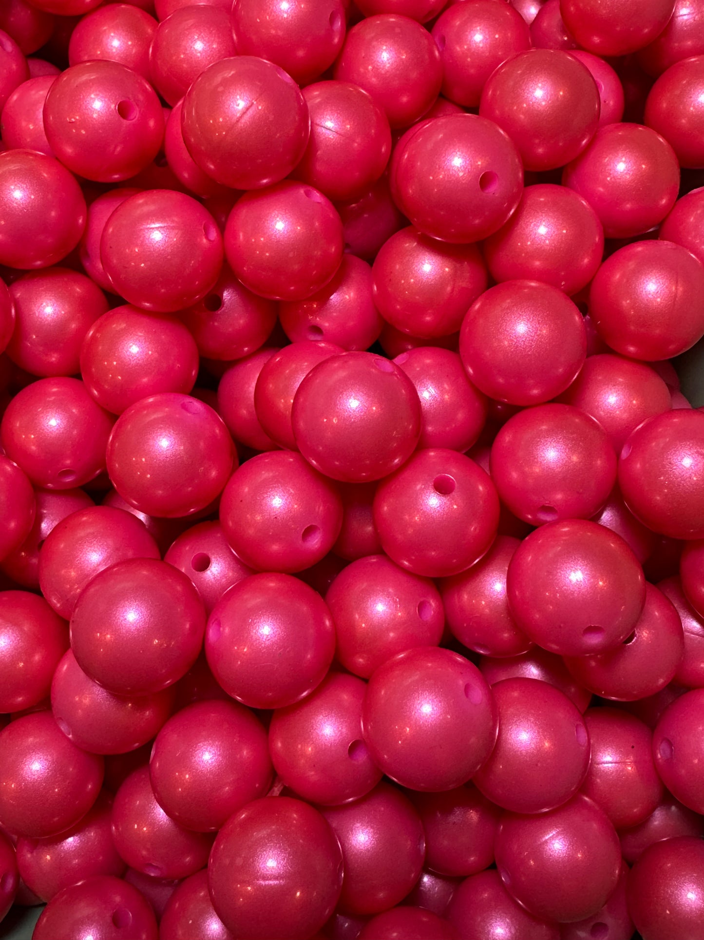 Pink 15mm Metallic Solid Color Silicone Bead