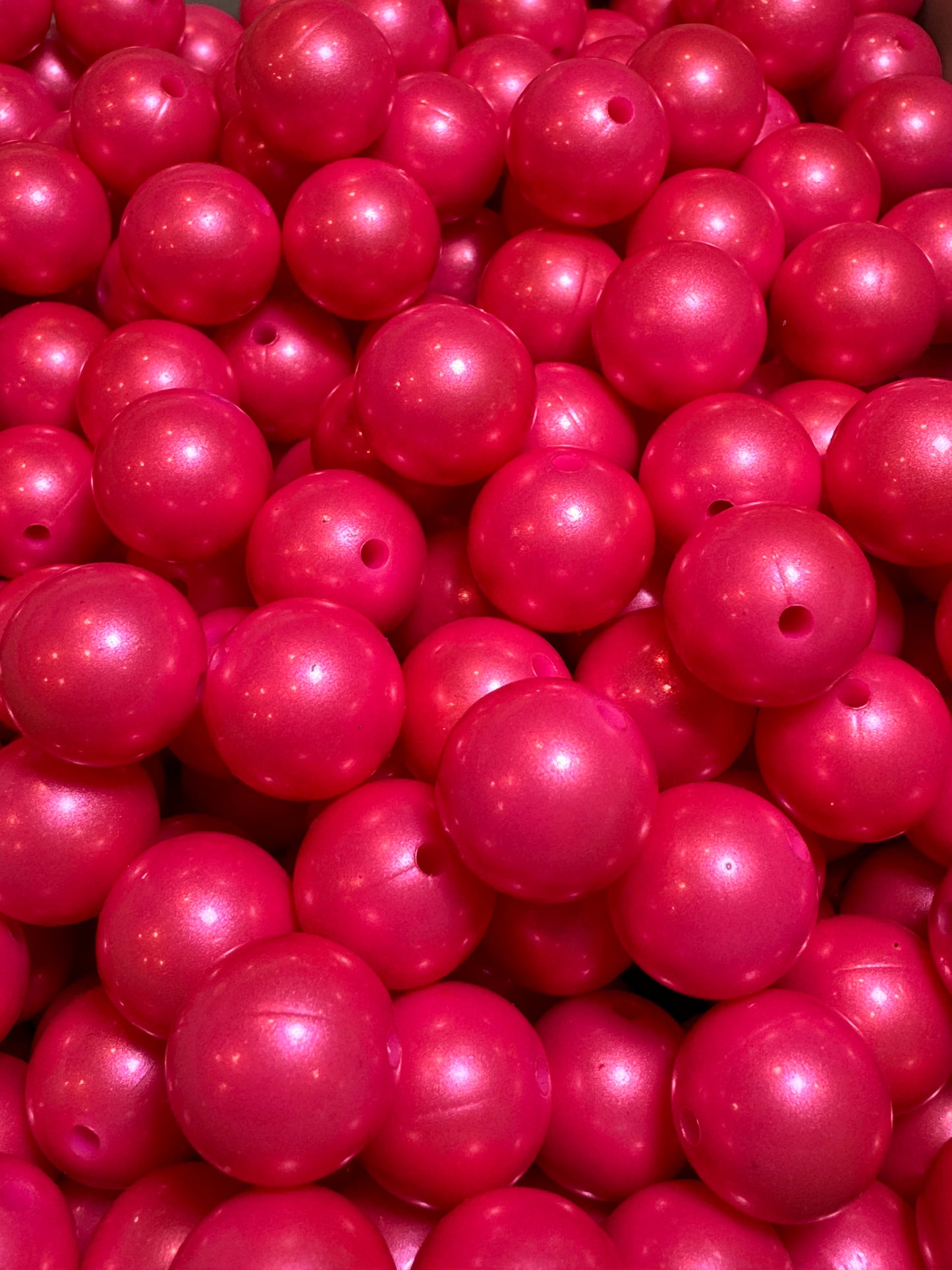 Pink 15mm Metallic Solid Color Silicone Bead