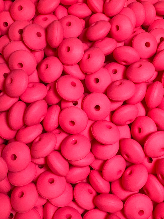 Neon Fuchsia Custom 12mm Solid Color Lentil Bead