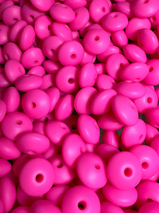 Summer Pink 12mm Solid Color Lentil Bead