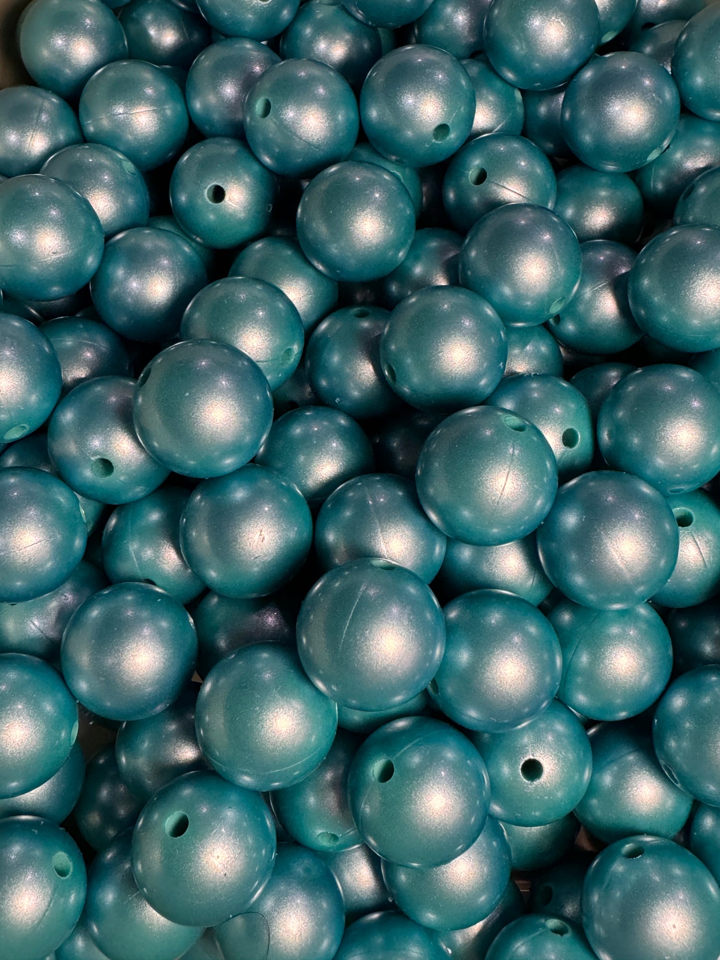 Turquoise 15mm Metallic Solid Color Silicone Bead