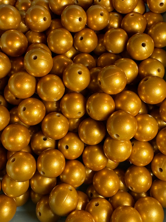 Gold 15mm Metallic Solid Color Silicone Bead