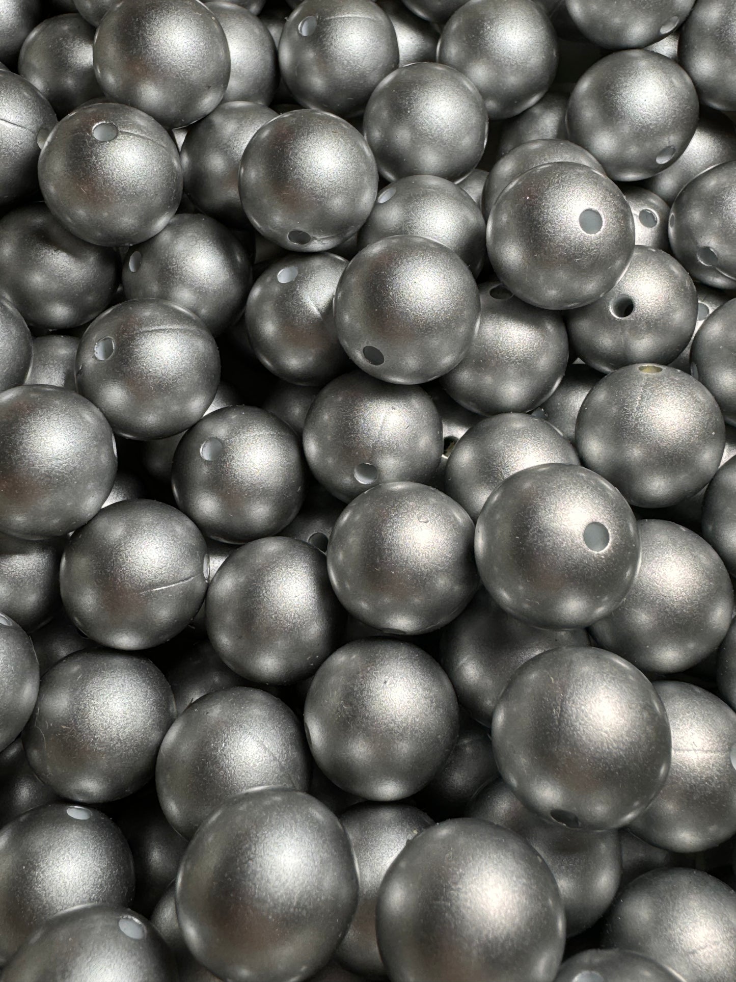 Silver 15mm Metallic Solid Color Silicone Bead