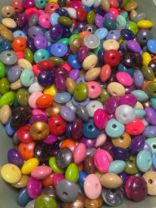 12mm Lentil Pearlescent Beads (Mix of 50)