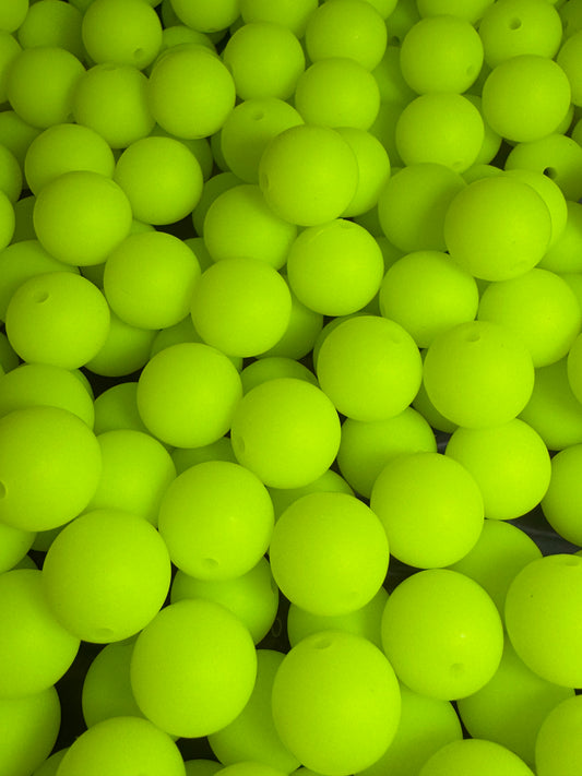 Neon Green 15mm Solid Color Silicone Bead