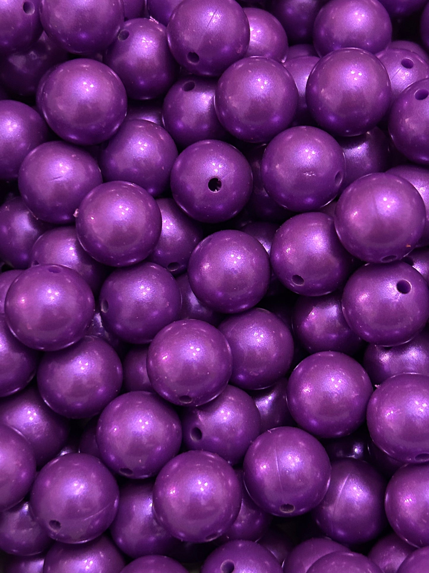 Purple 15mm Metallic Solid Color Silicone Bead