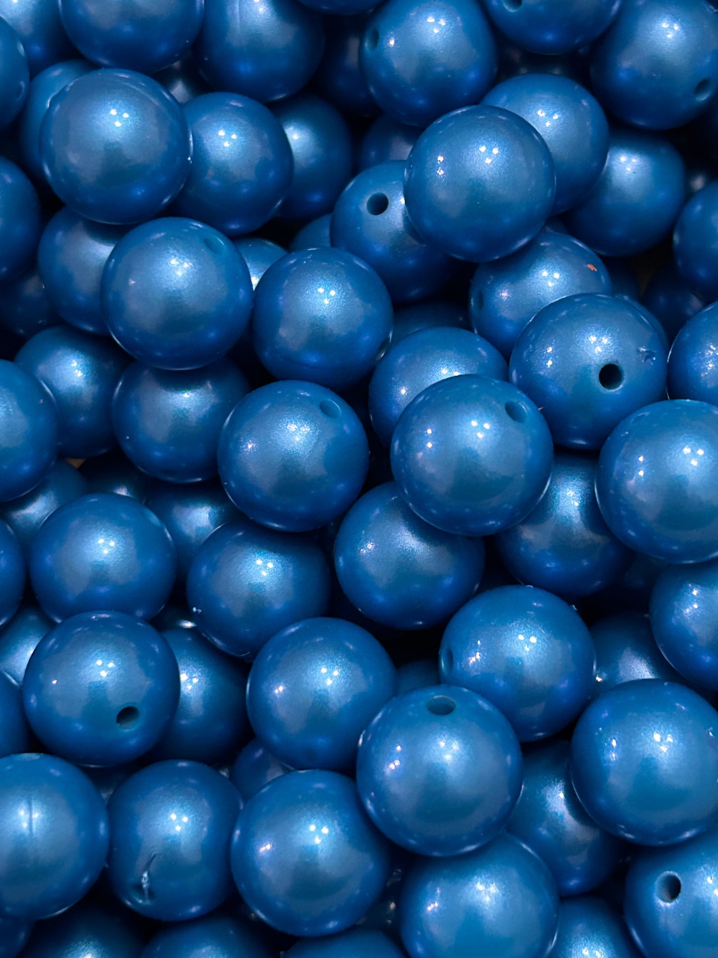 Blue 15mm Metallic Solid Color Silicone Bead