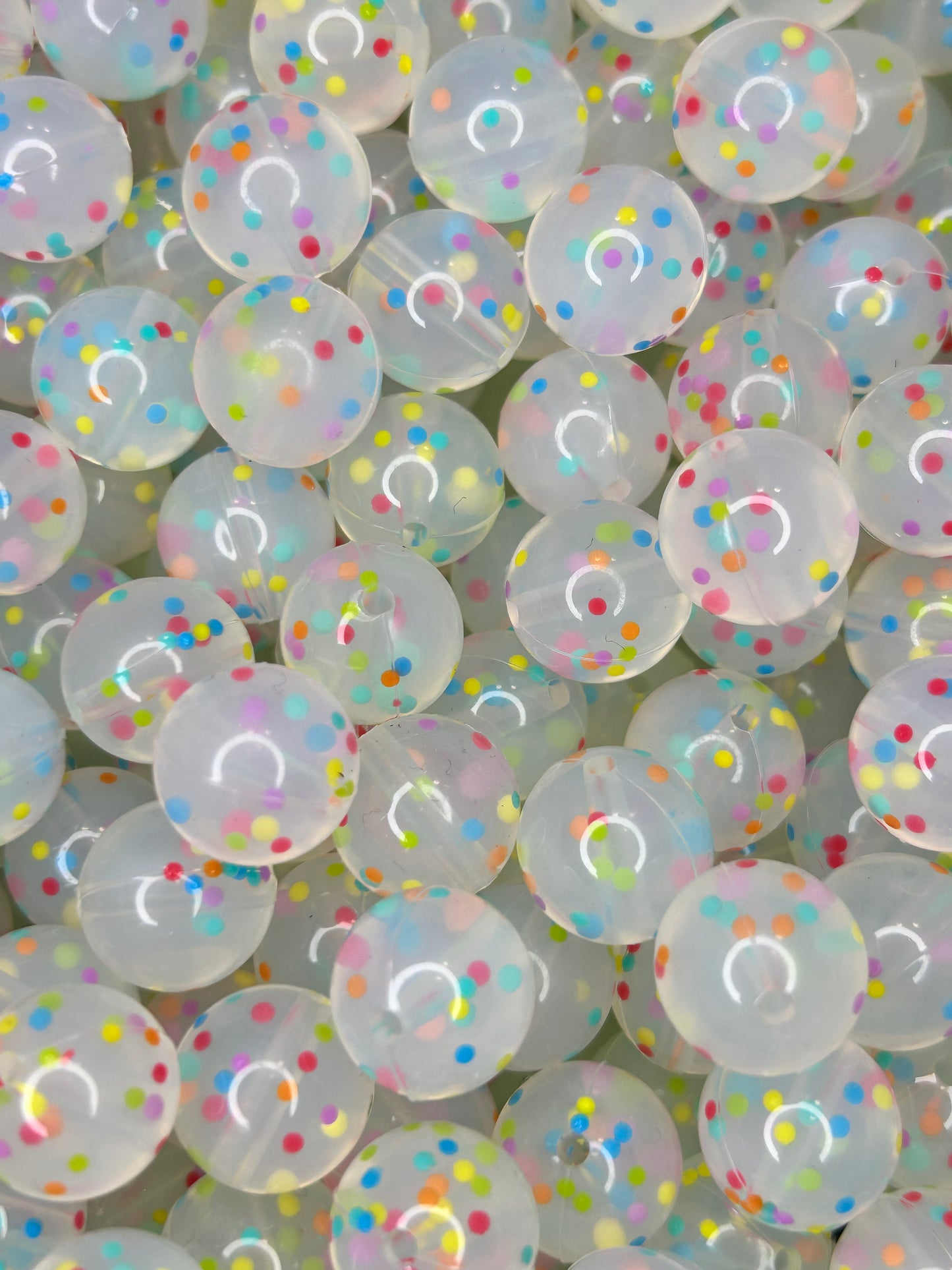 Clear Party Confetti 15mm Printed Silicone Bead