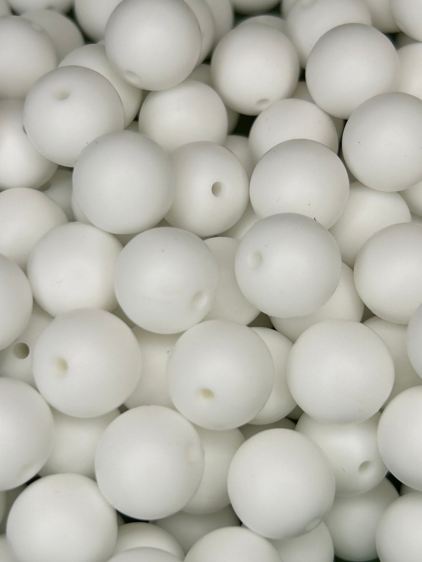 White 15mm Solid Color Silicone Bead