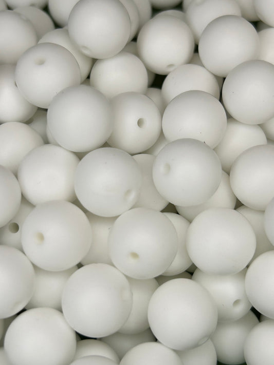 White 15mm Solid Color Silicone Bead