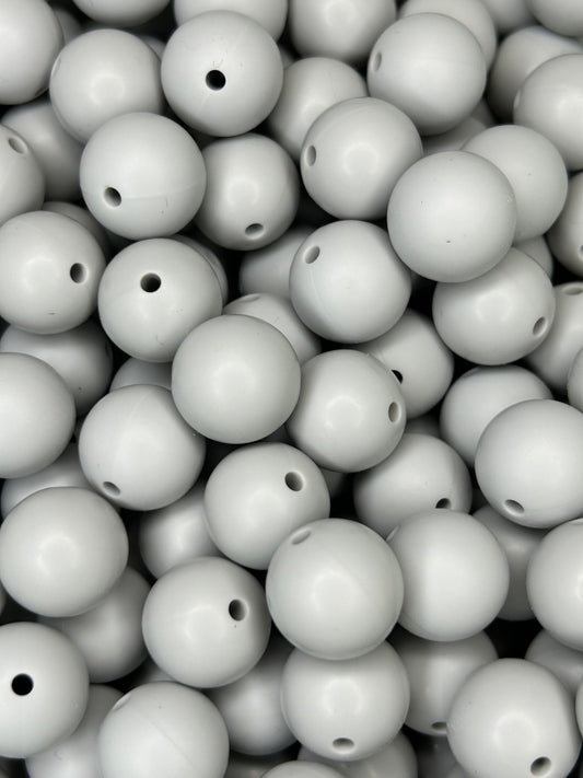 Light Gray 15mm Solid Color Silicone Bead