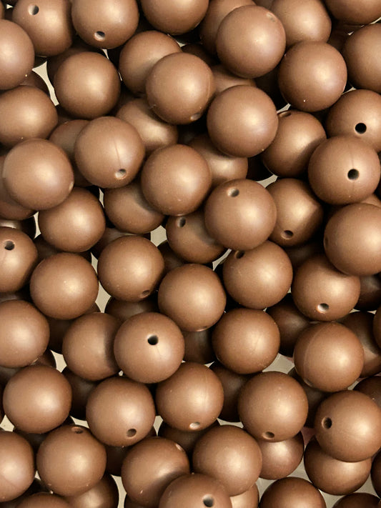 Brown 15mm Solid Color Silicone Bead