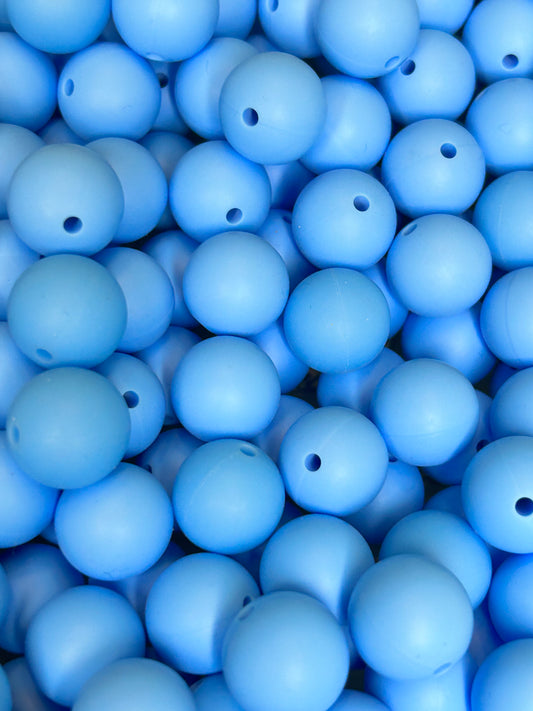 Cornflower Blue 15mm Solid Color Silicone Bead