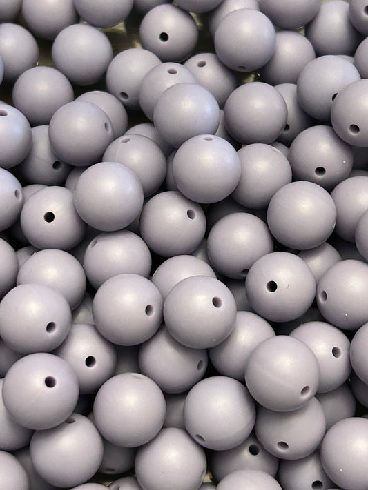 Dusty Purple 15mm Solid Color Silicone Bead