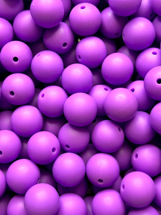 Purple 15mm Solid Color Silicone Bead