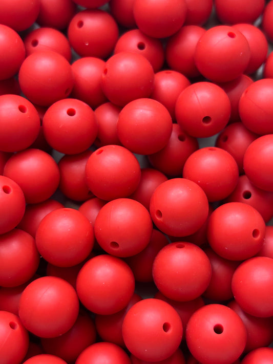 Red-Orange 15mm Solid Color Silicone Bead