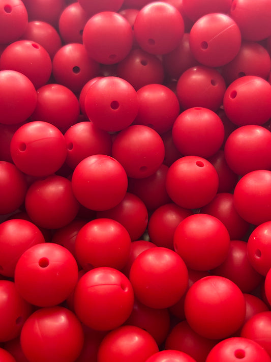 Christmas Red 15mm Solid Color Silicone Bead