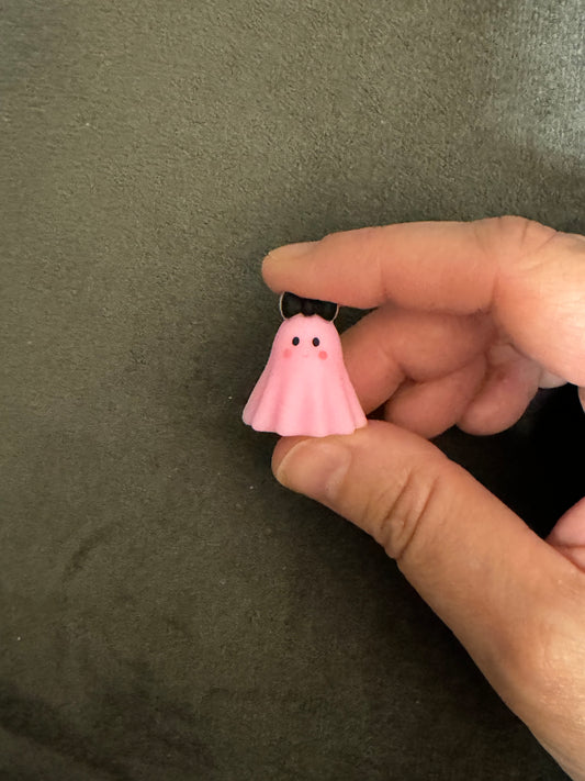 Pink 3D Ghost with Bow Silicone Focal