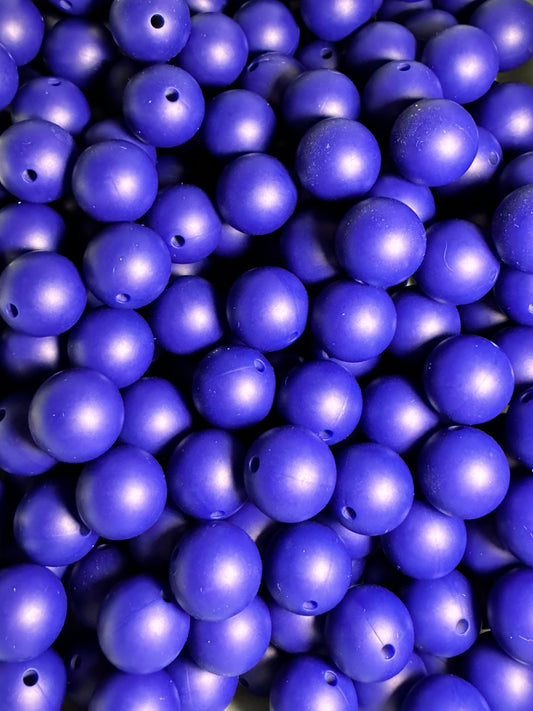 Midnight Blue 15mm Solid Color Silicone Bead