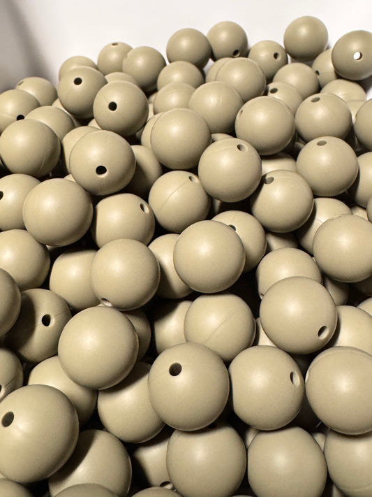 Laurel Green 15mm Solid Color Silicone Bead