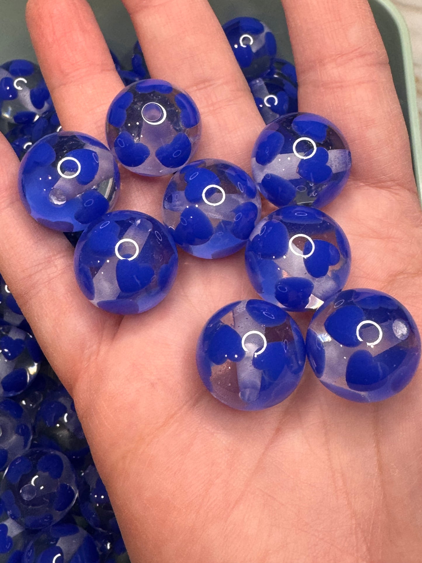 Blue Heart 20mm Acrylic Beads