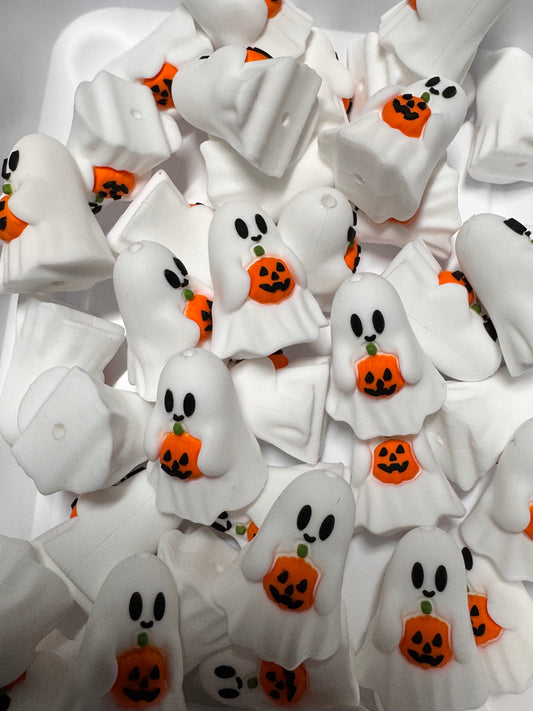 3D Ghost with Pumpkin Silicone Focal