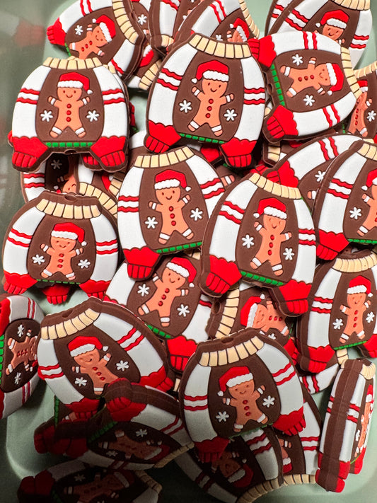 3D Gingerbread Sweater Silicone Focal