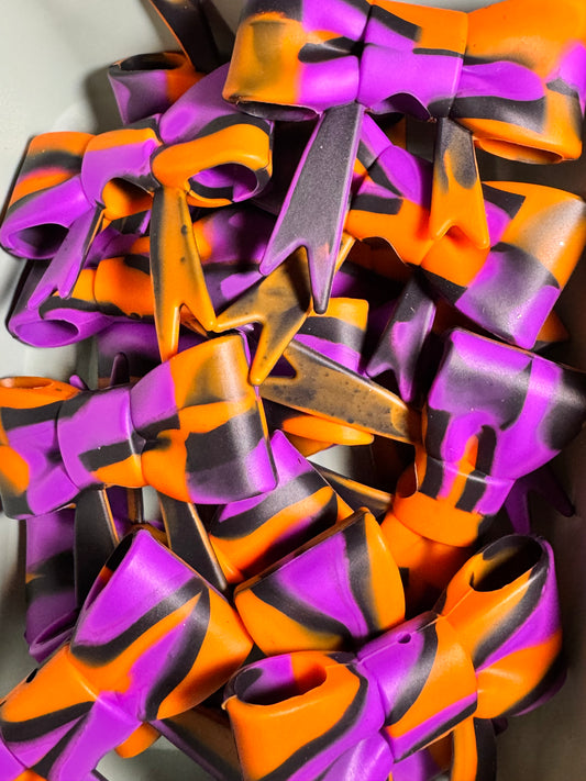 Orange, Purple, and Black Bow Silicone Focal