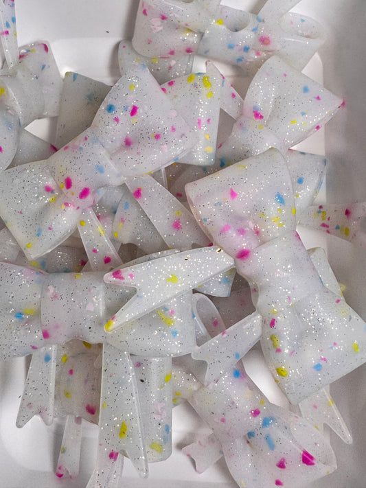 Confetti Glitter Bow Silicone Focal