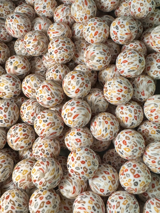 Boho Leopard 15mm Printed Silicone Bead