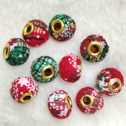 Christmas Fabric 20mm Spacer mix of 10