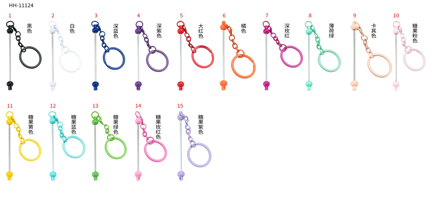 Keyring with Chain Beadable Bar