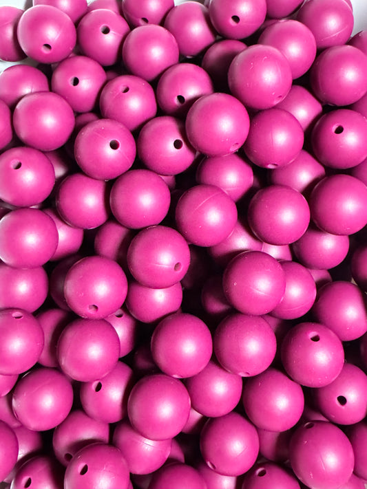 Burgundy 15mm Solid Color Silicone Bead