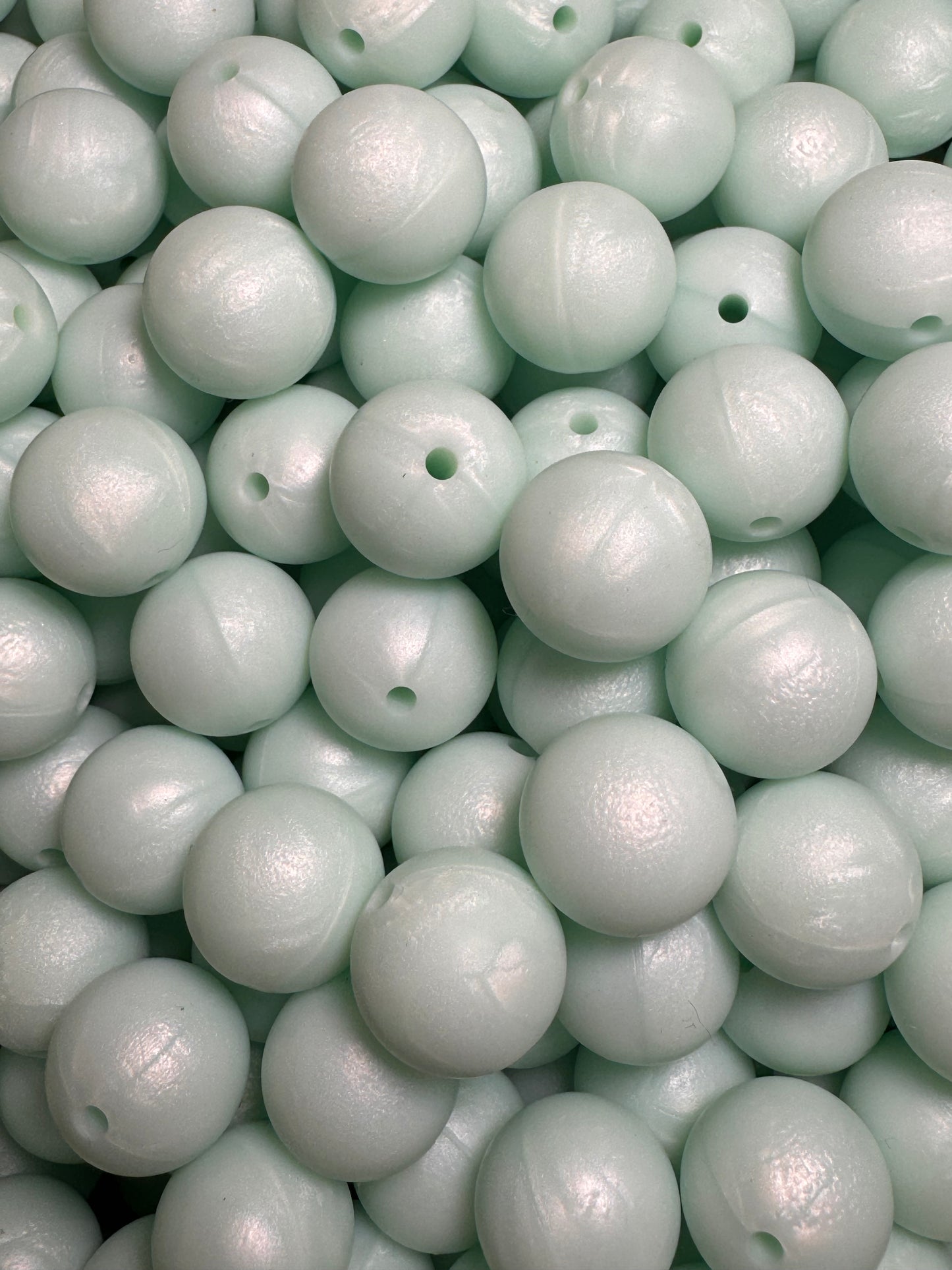 Mint Pearl 15mm Solid Color Silicone Bead