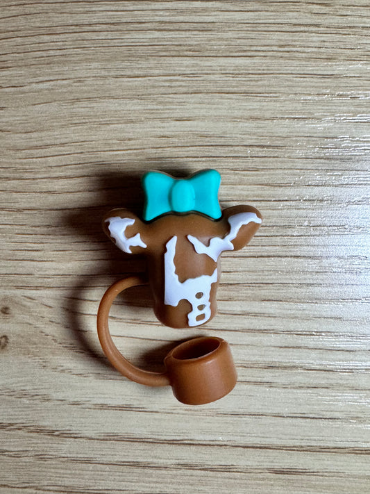 Tan Cow 3D Straw Topper