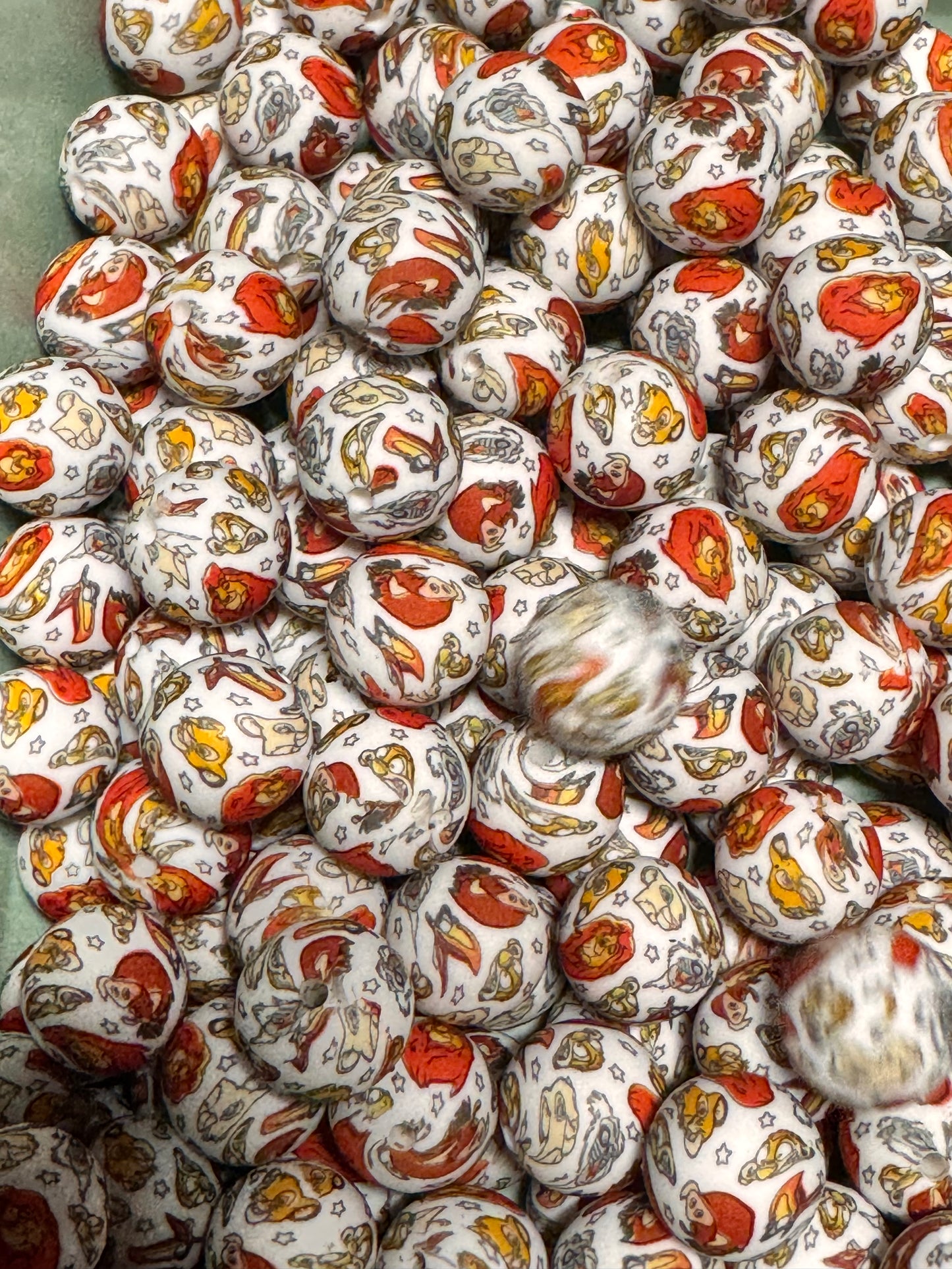 Lion Cub and Friends 15mm Printed Silicone Bead