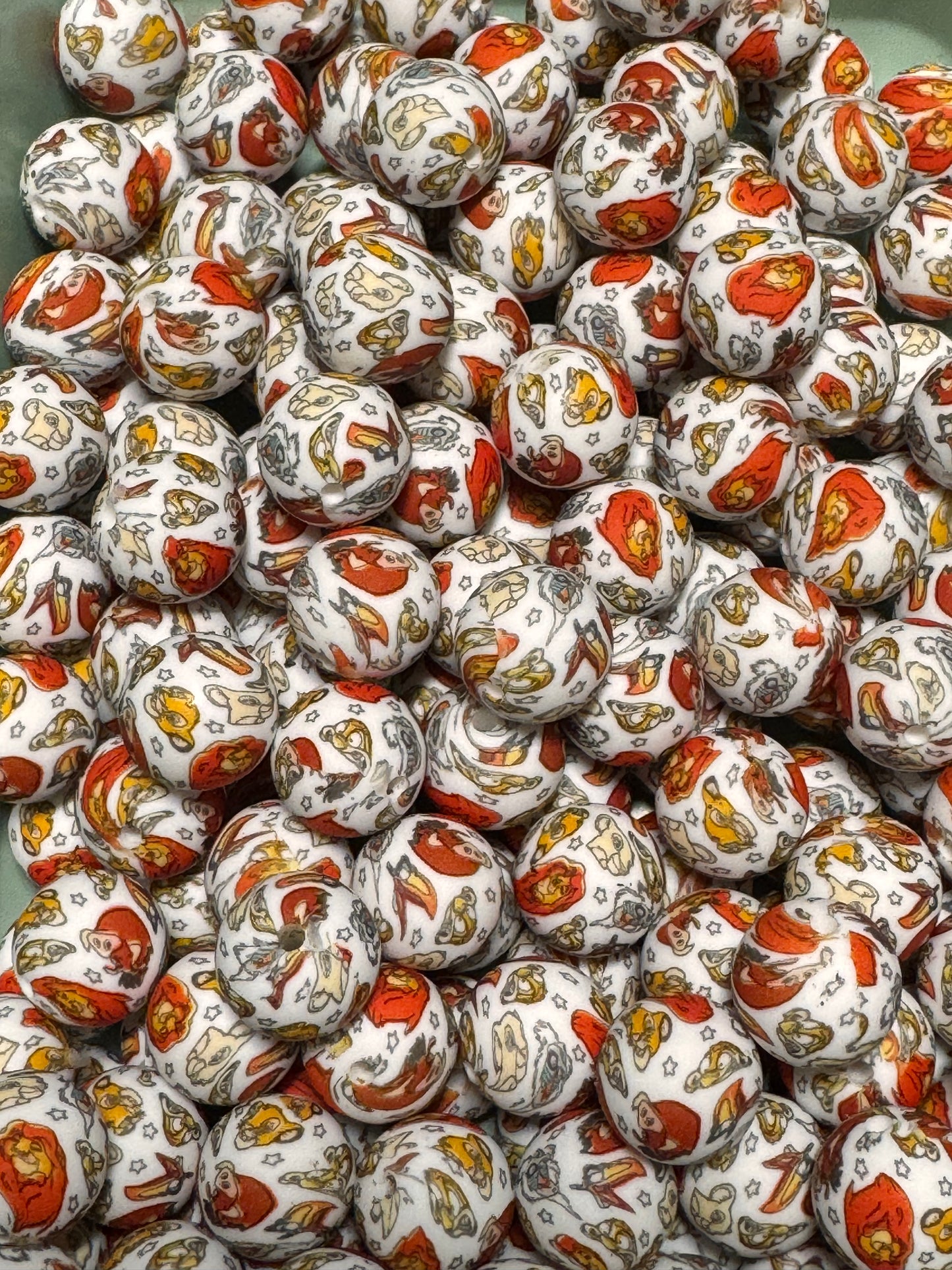 Lion Cub and Friends 15mm Printed Silicone Bead